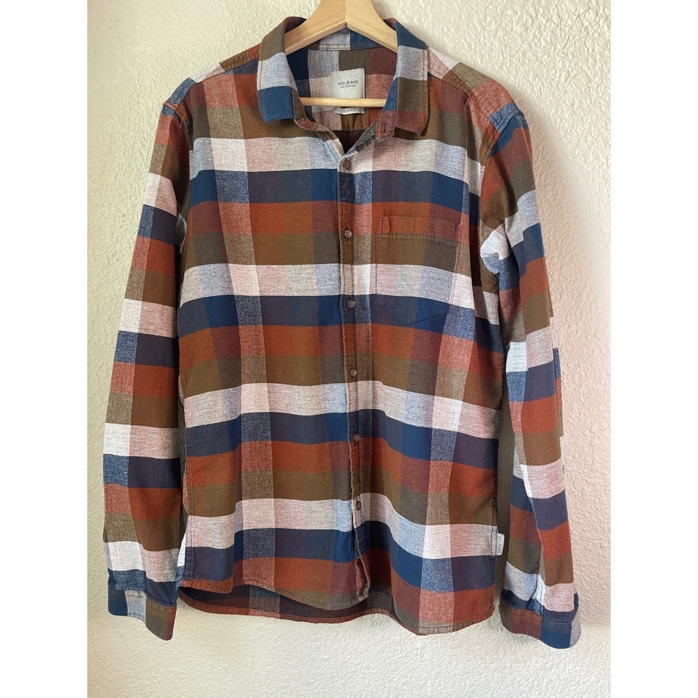 VOI JEANS Men's Plaid Flannel Long‎ Sleeve Button Up Shirt Size XL